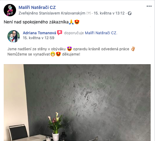 Recenze na Facebooku Malíři Natěrači CZ